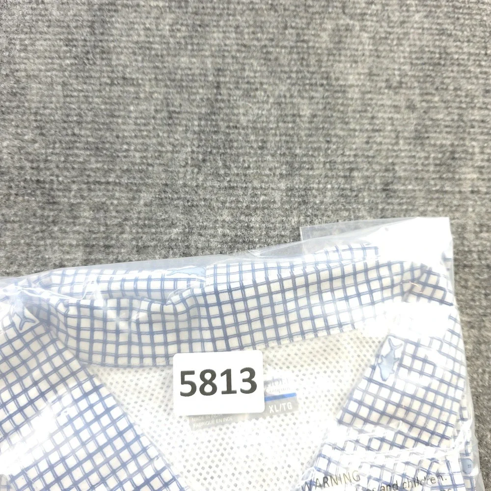 Columbia Pfg Shirt XL Shark Print Blue Check Vented Short Sleeve Fishing Button - Picture 8 of 8